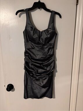 Ruched Satin Mini Dress with Wide Straps
